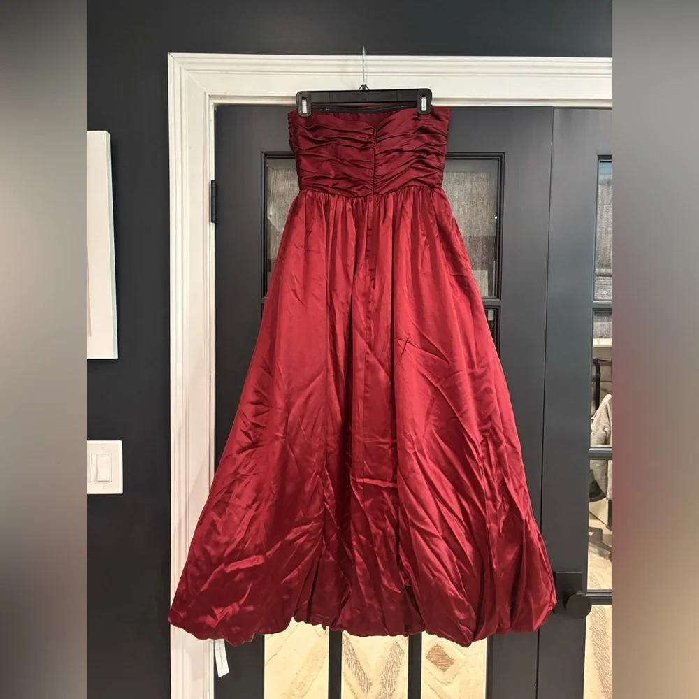NWT Reformation Red Ruched Strapless Gown - Picture 4 of 9